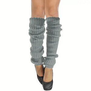 Leg Warmers Light Gray Ribbed Knit NEW